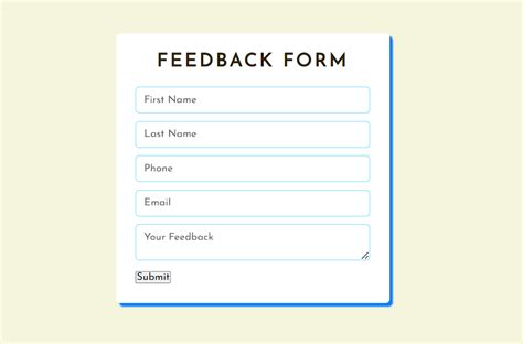 Feedback form Using HTML