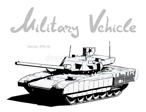 Tanque De Batalla Ruso Moderno Máquina Militar Ilustración Vectorial