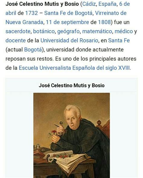 Biograf A De Jos Celestino Mutis Y Sus Numerosas Aportaciones De La