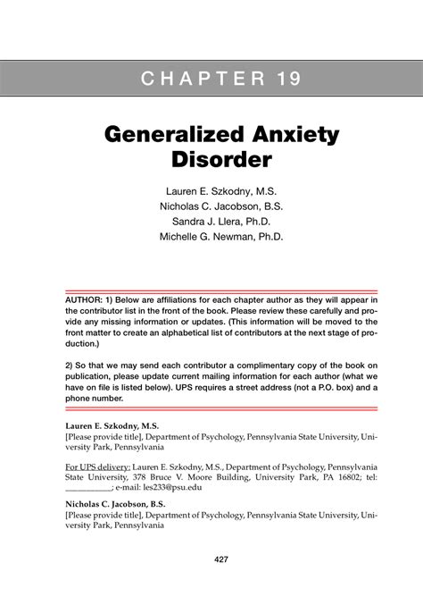 PDF Generalized Anxiety Disorders