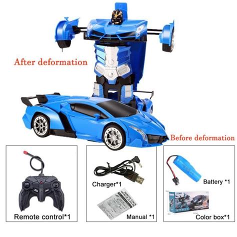 Bleu Robots de transformation de voiture électrique RC pour enfants