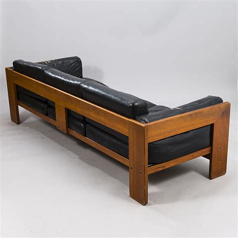 Tobia Scarpa A Bastiano Leather Upholstered Teak Sofa From Haimi