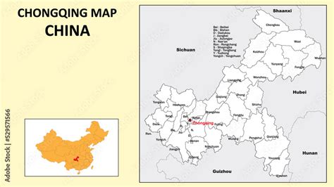 Chongqing Map of China. State and district map of Chongqing ...