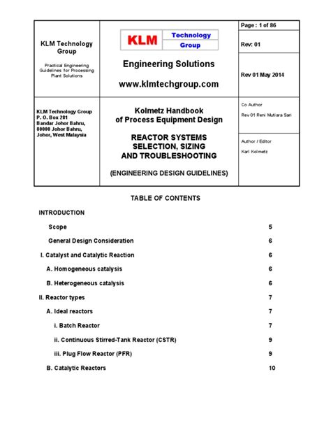 Reactor Systems Selection, Sizing and Troubleshooting | PDF | Chemical ...