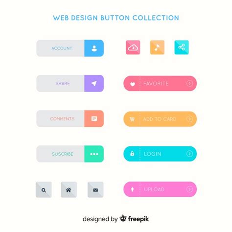 Premium Vector Colorful Web Design Button Collection With Flat Design