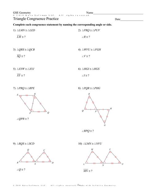 Triangle Congruence Proof Worksheets