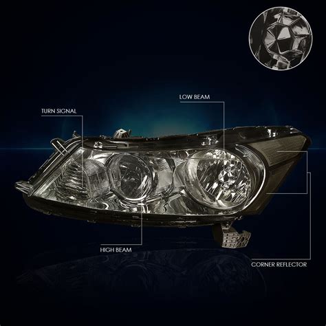 For Honda Accord Sedan Headlight Lamp Set Smoked Housing Clear