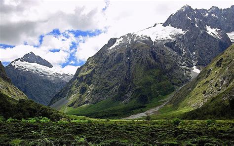 Nature Sky Mountains Snow Greens Height Greatness Grandeur Hd