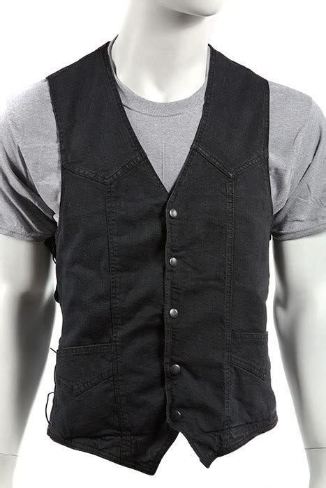 Mens Conceal Carry Black Denim Vest With Side Laces