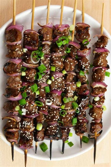 The Best Grilled Asian Garlic Steak Kebabs In 2020 Grilled Beef