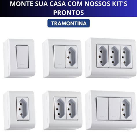 Tramontina Conjunto Kit Caixa De Sobrepor Tomada E Interruptor Liz Flex