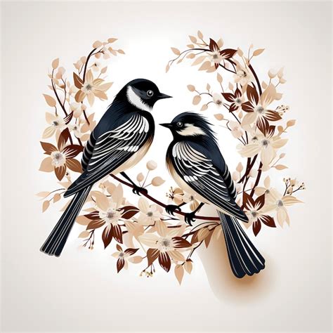 Premium AI Image Couple Of Birds Sitting On Top Of Tree Branch