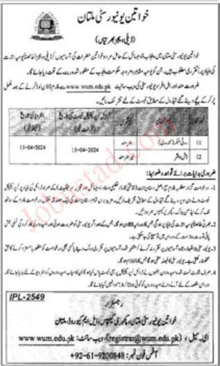 Women University Jobs In Multan 2024 Online Apply Rozigo