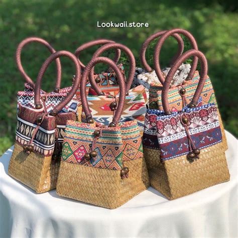 Handwoven Krajood Bags With Traditional Thai Silk Lining Handcrafted