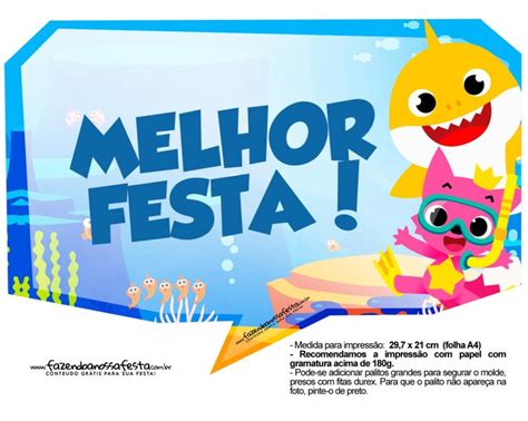 Plaquinhas Para Festa Baby Shark 3 Fazendo A Nossa Festa