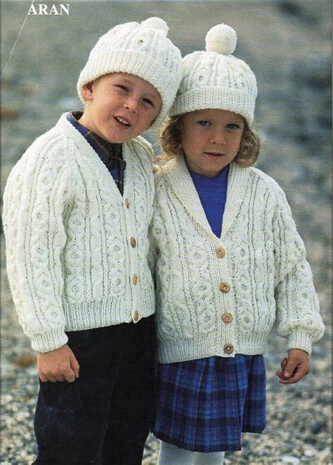 Childrens Aran Jacket Knitting Pattern Pdf Shawl Collar Cable Cardigan