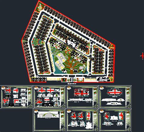 Planos de Urbanización conjunto residencial en DWG AUTOCAD Vivienda