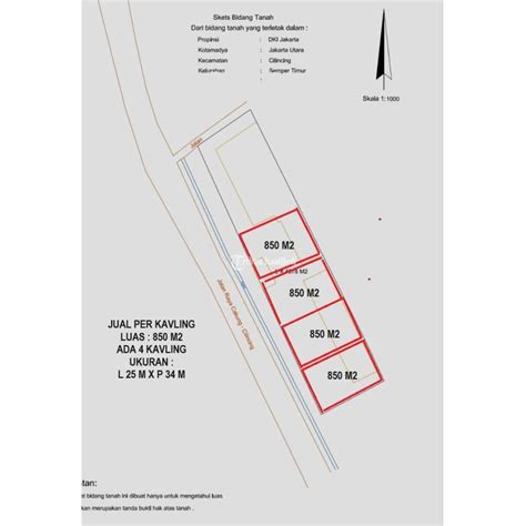 Dijual Tanah Di Cakung Cilincing 850 M2 Pinggir Tol Cakung Cocok Buat