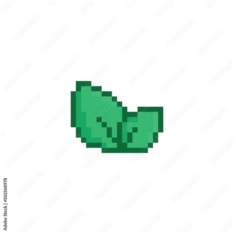 pixel Leaf icon. Vector pixel art eco 8 bit logo for game Stock Vector | Adobe Stock