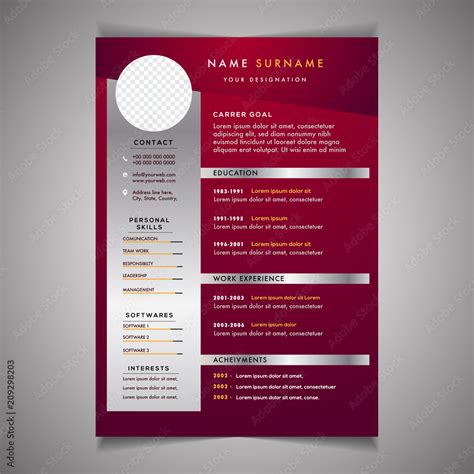 Professional Cv Resume Template Design And Letterhead Cover Letter Stock Vector Adobe Stock