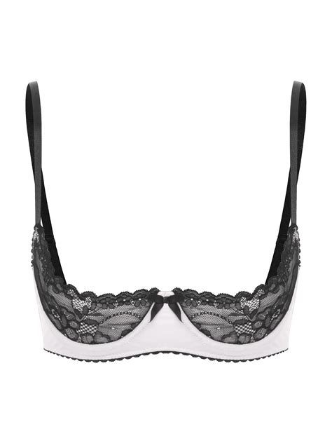 Eandarui Womens 1 4 Cup Lace Underwire Push Up Shelf Bra Brassiere