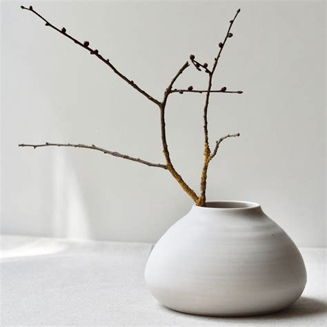 Ikebana Vase Made With A White High Fire Stoneware Clay And A Matte