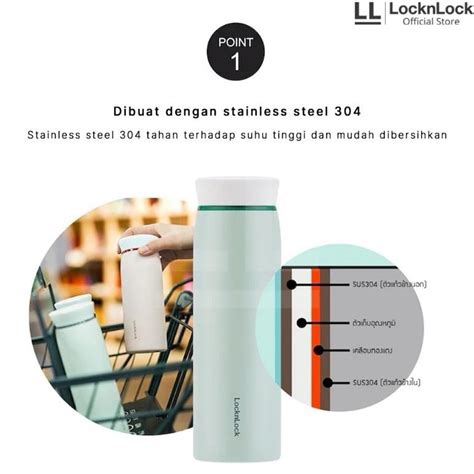 Jual KJH Locknlock New Exclusiver Feather Ring Light Vacuum Hot Cool 460ML Tumbler Stainless