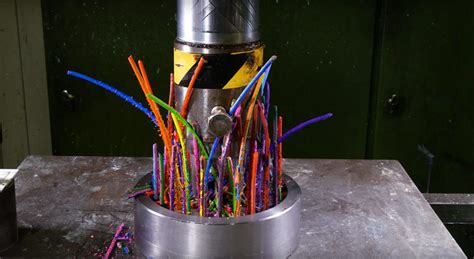 crushing colourful crayons in a hydraulic press is quite wonderful