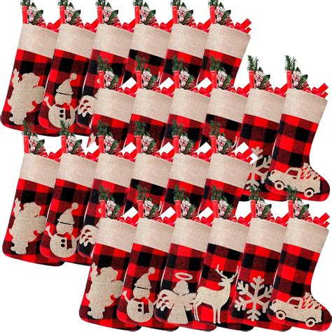 Amazon Skylety 24 Pcs Christmas Stockings In Bulk Plush Cuff Small