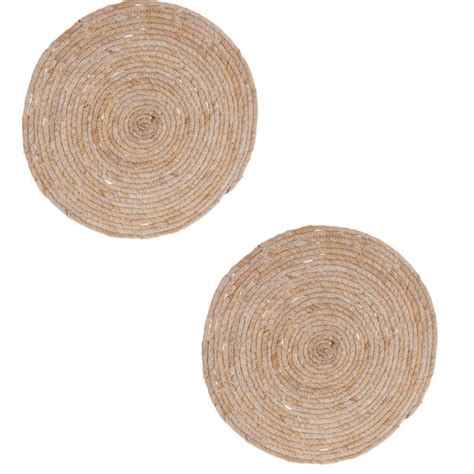 Set Van X Stuks Rieten Gevlochten Placemats Cm Rond Placemats