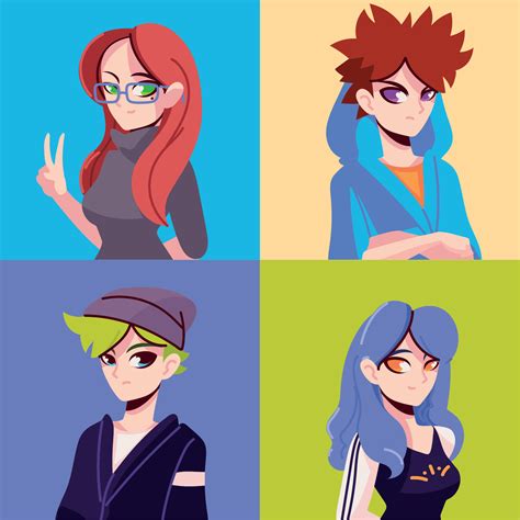 set of anime characters 11143684 Vector Art at Vecteezy