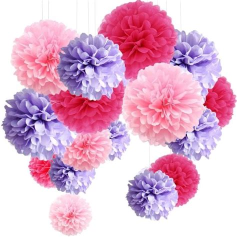 MAKFORT 15pcs Pompon papier soie papier fleur pompon boule à suspendre