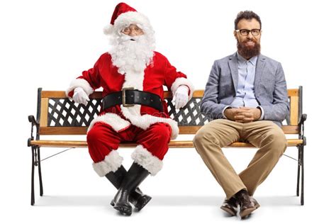 Santa Claus Sitting Bench Stock Photos Free Royalty Free Stock