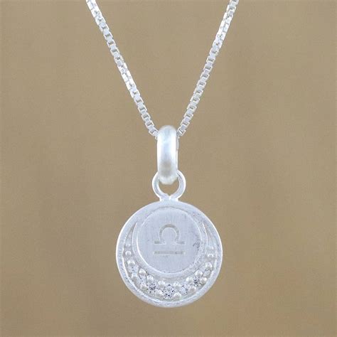 Sterling Silver Libra Symbol Pendant Necklace From Thailand Zodiac