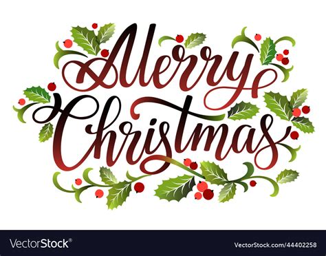 Merry Christmas Handwritten Lettering Phrase Vector Image