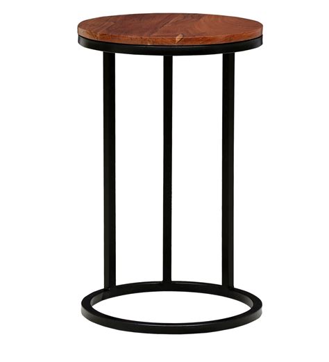 Buy Metalico C Shape End Table In Natural Finish By Bohemiana Online