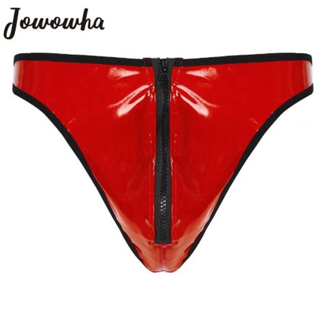 Mens Underwear Sexy G String Thongs Male Lingerie Wet Look Leather