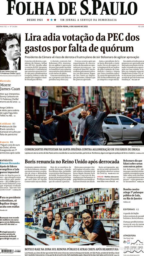 Capa Folha De S Paulo Quarta De Maio De