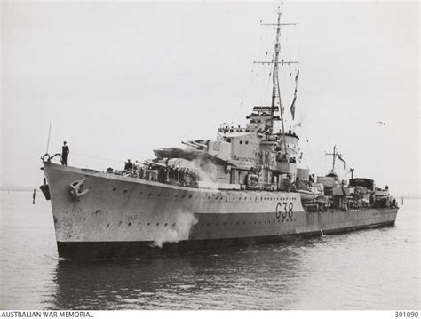 Melbourne Vic October 1944 Port Forward View Of N Class Destroyer Hmas Nizam During Her Ran