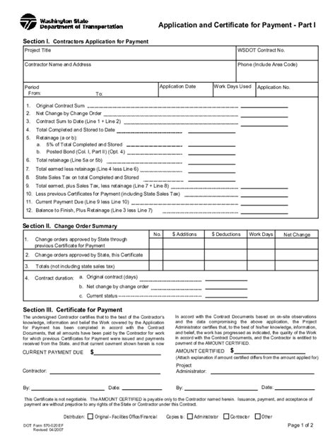 Fillable Online Wsdot Wa DOT Form 570 020 Application And Certificate