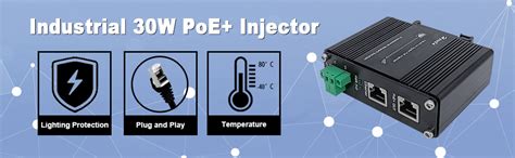 Hardened Industrial Gigabit Poe Injector Vdc Input With Din Rail