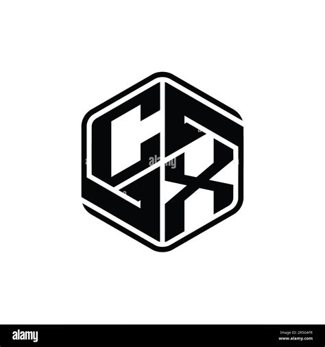 Cx Letter Logo Monogram Hexagon Shape With Ornament Abstract Isolated