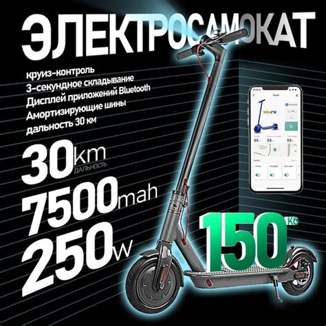 Электросамокат для взрослых, двигатель мощностью 250 Вт, скорость 15,8 ...