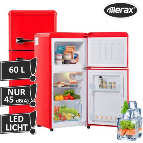 Merax Retro K Hlschrank Rot Freistehend L X Cm Minibar