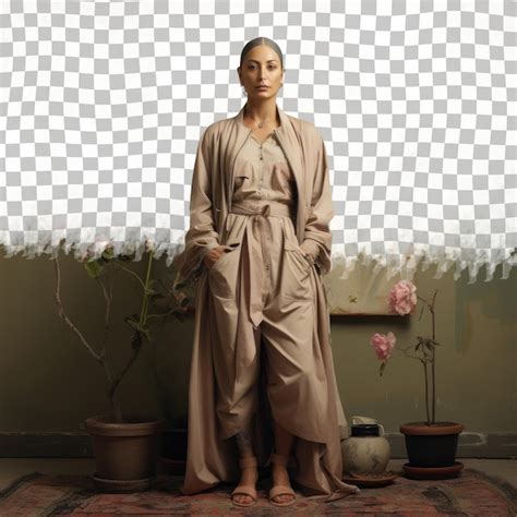 Premium PSD Botanist Babe Bold Bald And West Asian Wonder In Pastel Beige