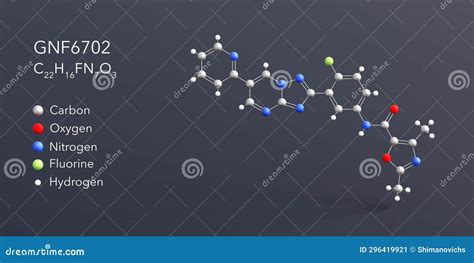 Gnf Molecule D Rendering Flat Molecular Structure With Chemical