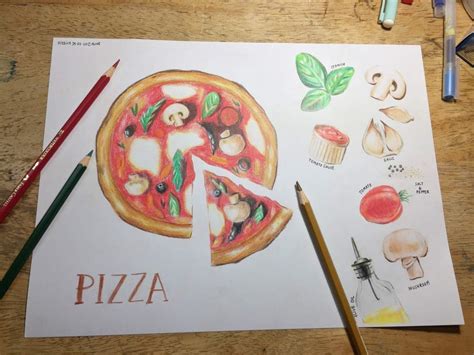 My first color pencil pizza🍕 | Art Amino