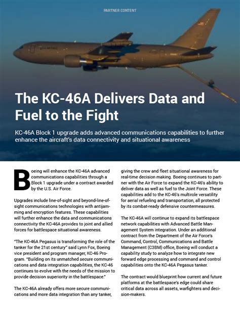 The KC-46A Delivers Data and Fuel to the Fight - Defense Daily