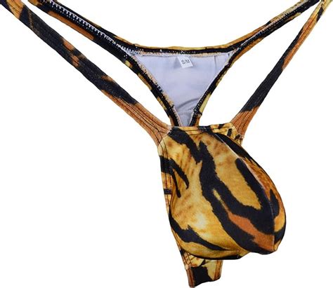 Wosese Mens String Thong Bulge Pouch T Back Bikini Tiger At Amazon Men