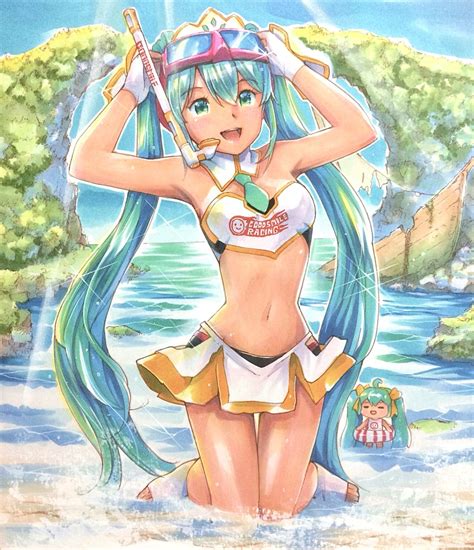 初音ミク レーシングミク 「お疲レーシングミクさん¶⁄•˅̮•∖⁋🌻 ファストラップでお家にかえりま」mayoriyo まよりよのイラスト